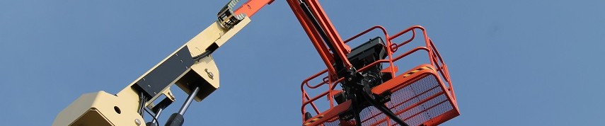 The Cage and Arm of a Mechanical Cherry Picker Lift.